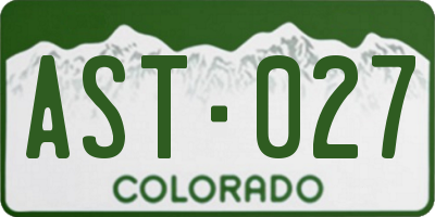 CO license plate AST027