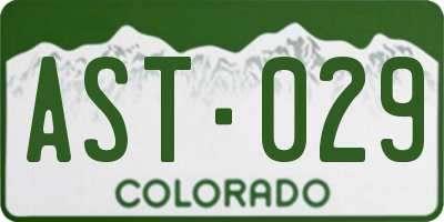 CO license plate AST029