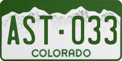 CO license plate AST033