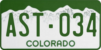 CO license plate AST034