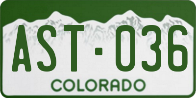 CO license plate AST036