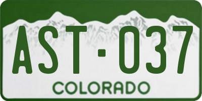 CO license plate AST037