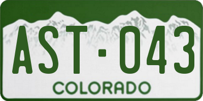 CO license plate AST043