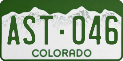 CO license plate AST046