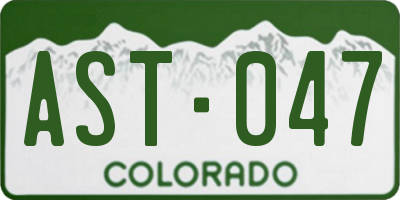 CO license plate AST047