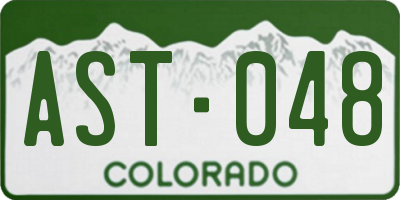 CO license plate AST048