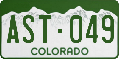 CO license plate AST049
