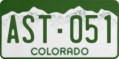 CO license plate AST051