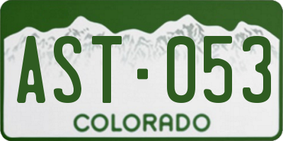 CO license plate AST053