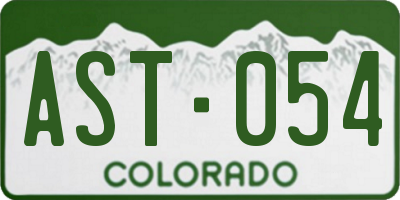 CO license plate AST054