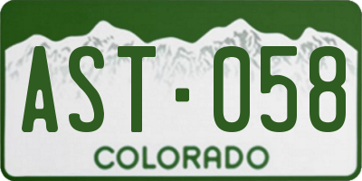 CO license plate AST058