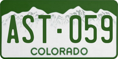 CO license plate AST059