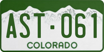 CO license plate AST061