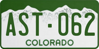 CO license plate AST062