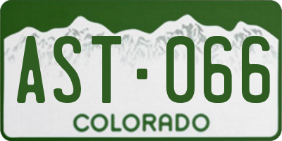 CO license plate AST066