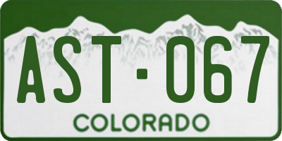 CO license plate AST067