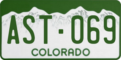 CO license plate AST069