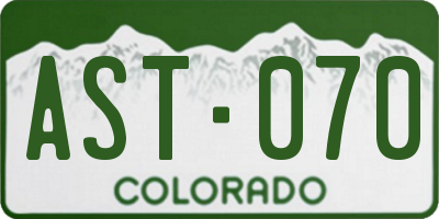 CO license plate AST070