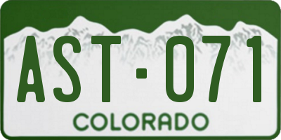 CO license plate AST071