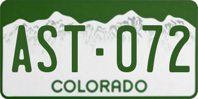 CO license plate AST072