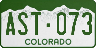 CO license plate AST073