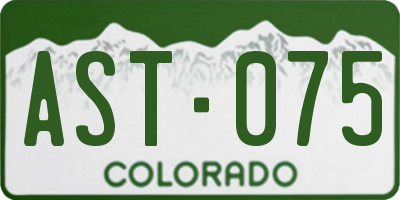 CO license plate AST075