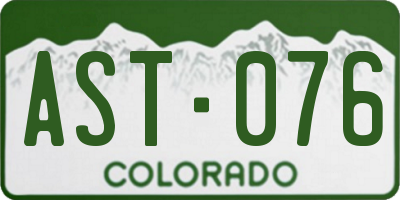 CO license plate AST076