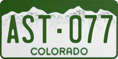 CO license plate AST077