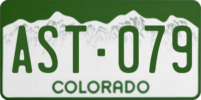 CO license plate AST079