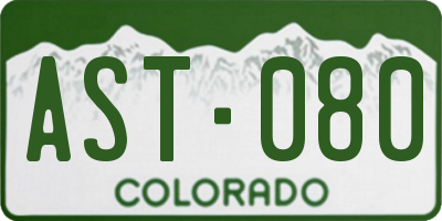 CO license plate AST080