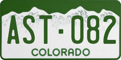 CO license plate AST082