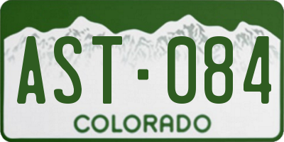 CO license plate AST084