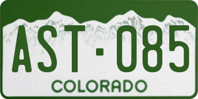 CO license plate AST085