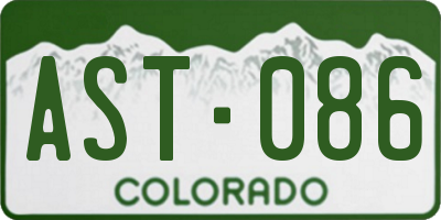 CO license plate AST086