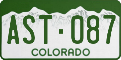 CO license plate AST087