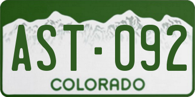 CO license plate AST092