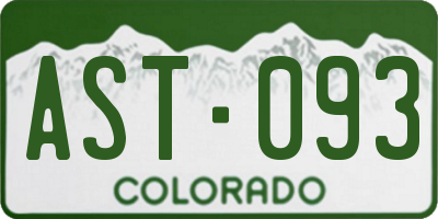 CO license plate AST093