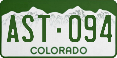 CO license plate AST094