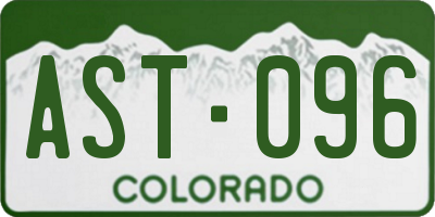 CO license plate AST096