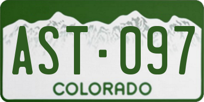 CO license plate AST097