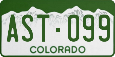 CO license plate AST099