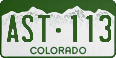 CO license plate AST113