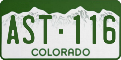 CO license plate AST116