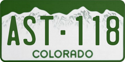 CO license plate AST118