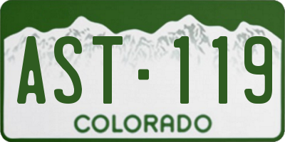 CO license plate AST119