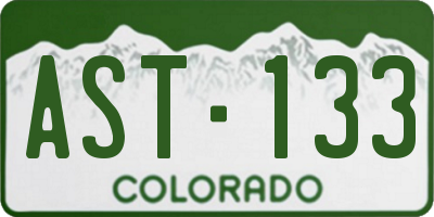 CO license plate AST133