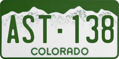 CO license plate AST138