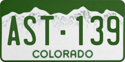 CO license plate AST139