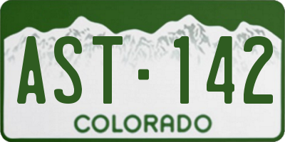 CO license plate AST142