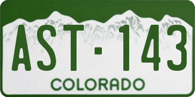 CO license plate AST143